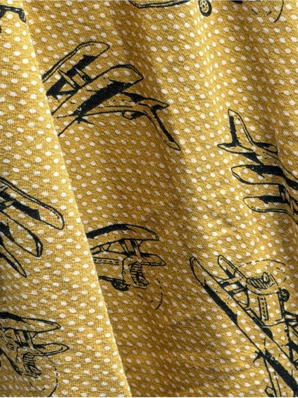 Effie’s Heart Airplane Print Fit & Flare Dress Mustard Black - Picture 4 of 6